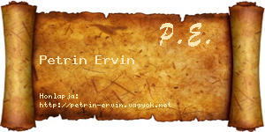 Petrin Ervin névjegykártya